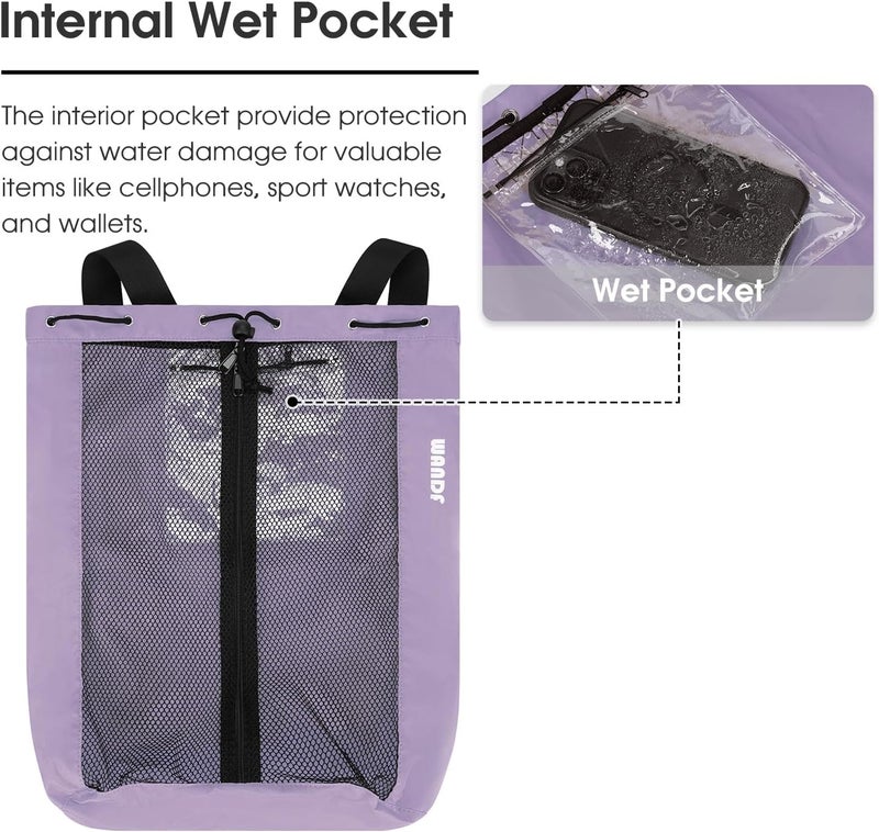 WANDF Swim Bag Mesh Drawstring Backpack Beach Backpack for Swimming, Gym, and Workout Gear - Image 3